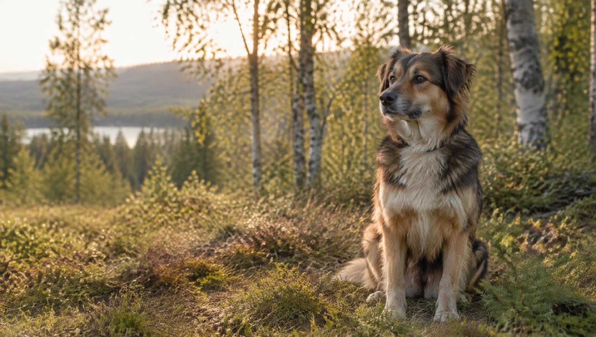Blandrashund i svensk björkskog